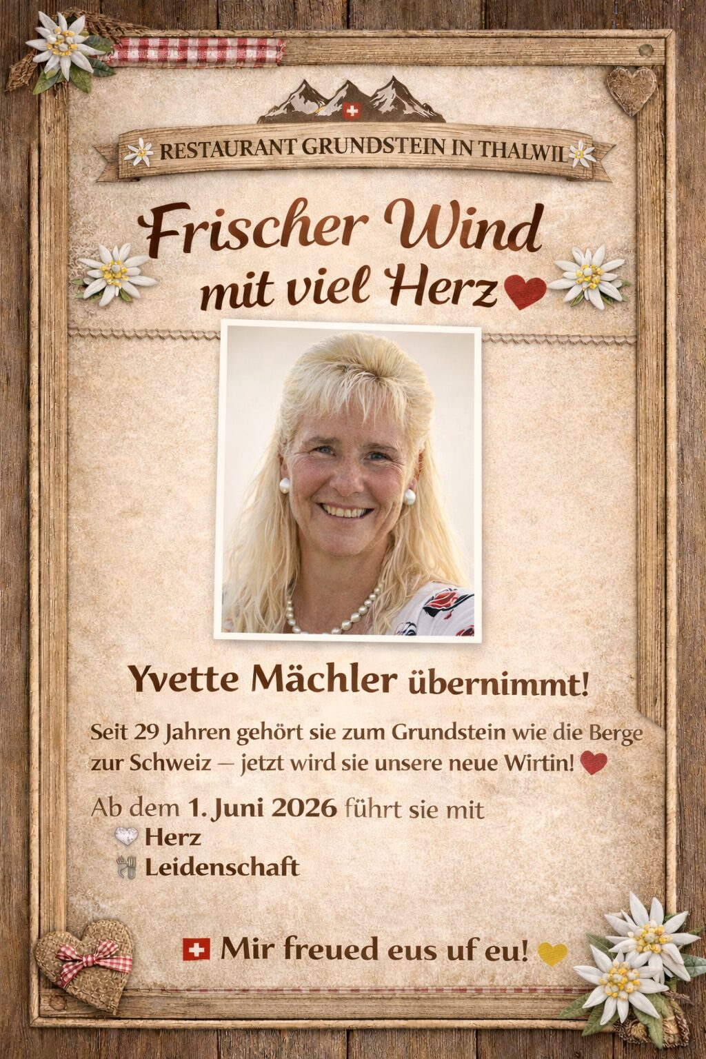 Yvette Mächler übernimmt den Grundstein
